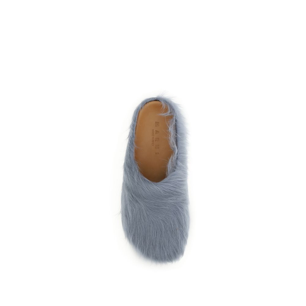 Marni Blue Calf Leather Bos Taurus Mules - Image 4