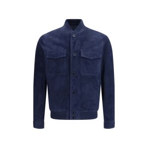 Salvatore Santoro Blue Calf Leather Bos Taurus Bomber