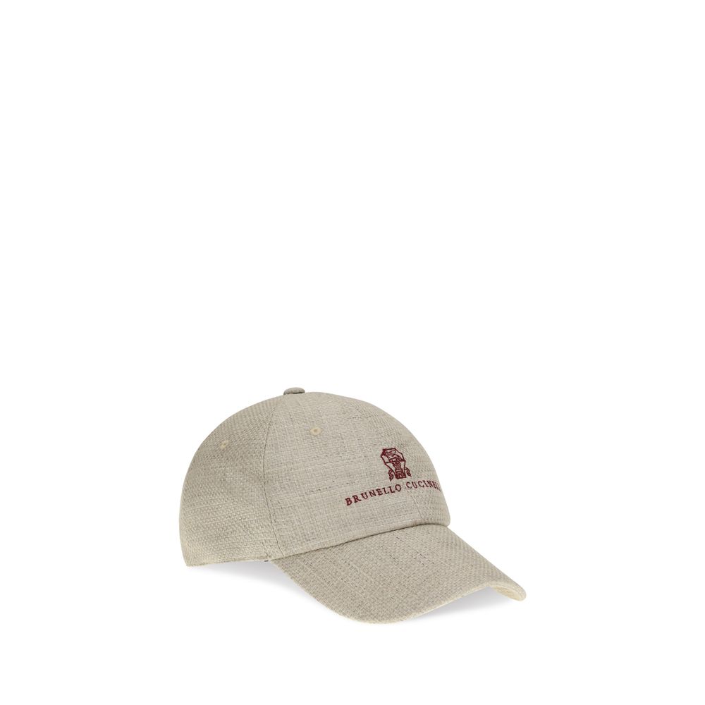 Brunello Cucinelli Beige Silk Cap (Baseball Hat) - Image 2