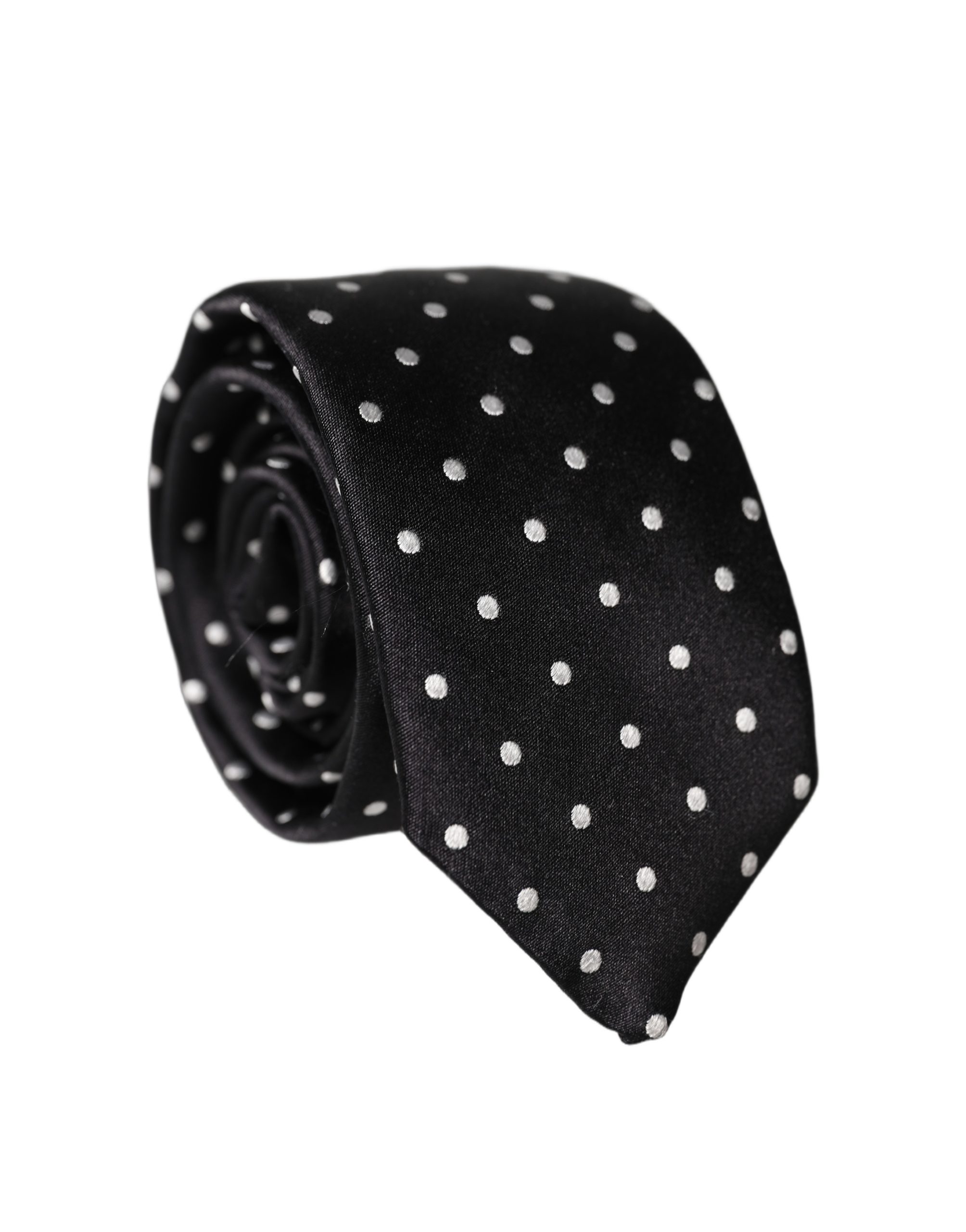 Dolce & Gabbana Black White Polka Dots Silk Adjustable Men Necktie Tie - Image 3
