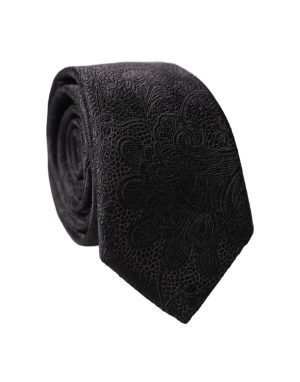 Dolce & Gabbana Black Solid 100% Silk Adjustable Men Tied Necktie Tie