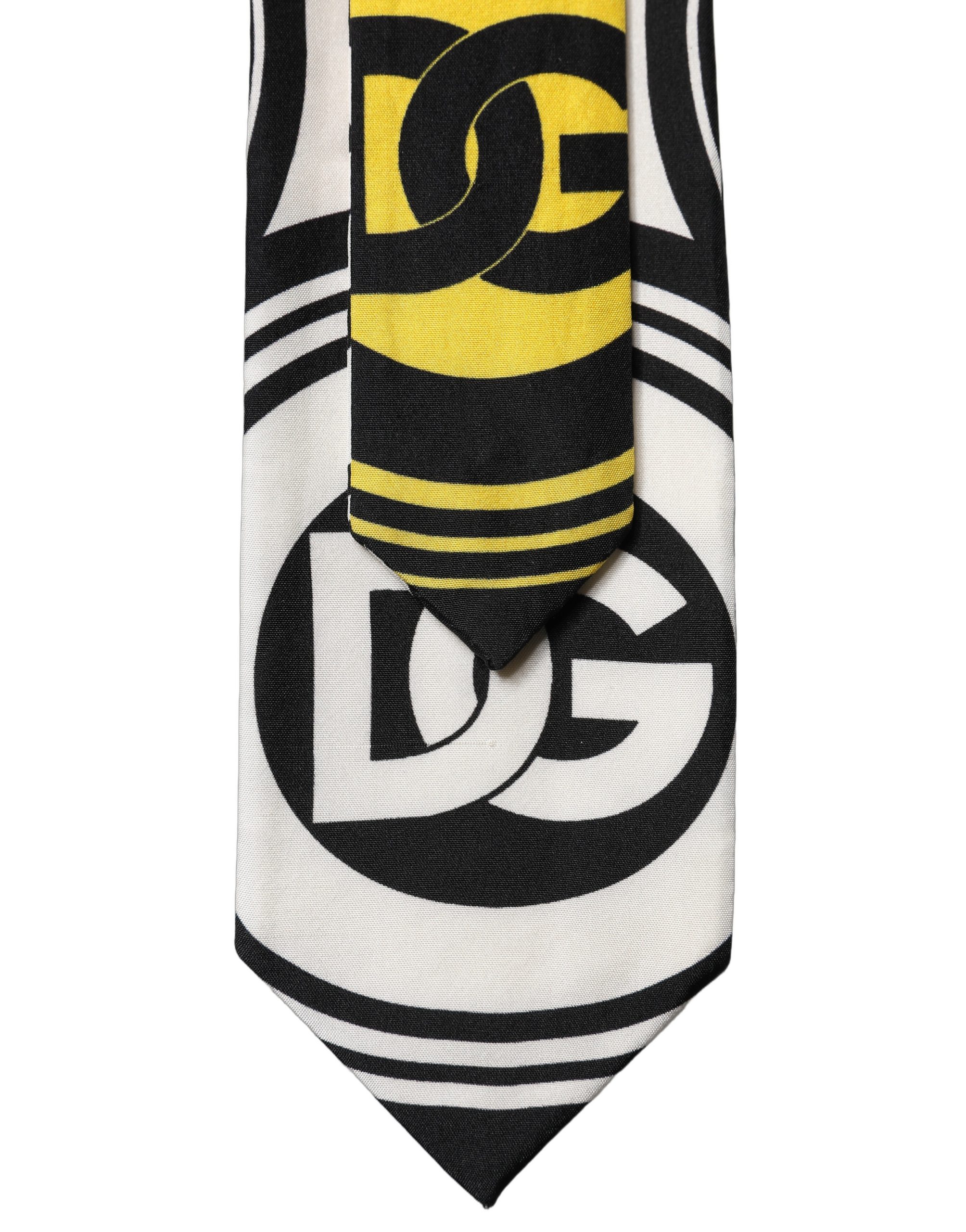 Dolce & Gabbana Multicolor Monogram Print Silk Adjustable Men Necktie Tie - Image 5