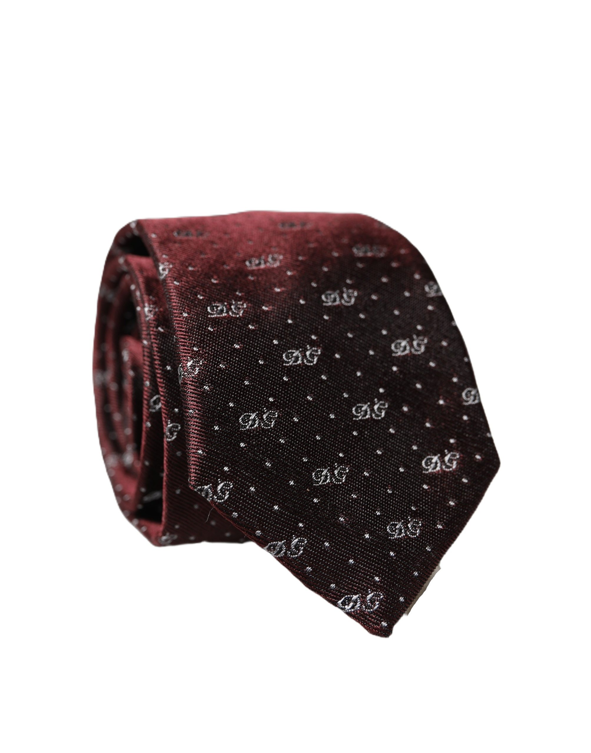 Dolce & Gabbana Burgundy Logo Monogram Silk Adjustable Men Necktie Tie - Image 3