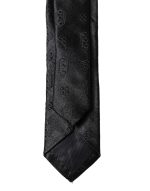 Dolce & Gabbana Black Patterned 100% Silk Adjustable Men Necktie Tie