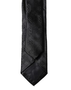 Dolce & Gabbana Black Patterned 100% Silk Adjustable Men Necktie Tie