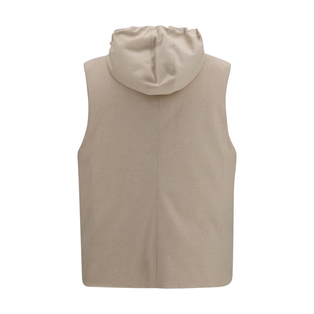 Brunello Cucinelli Beige Wool Oves Aries Sleeveless Jacket - Image 2