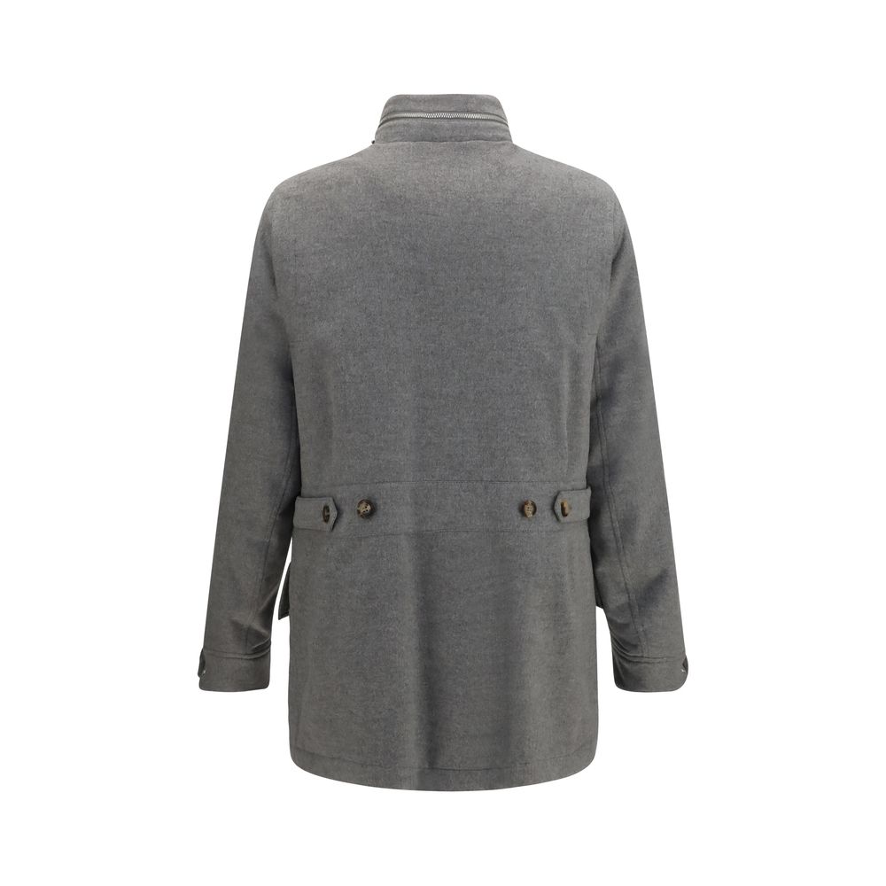Brunello Cucinelli Gray Cashmere Full-Length Jacket - Image 2