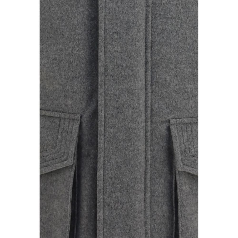 Brunello Cucinelli Gray Cashmere Full-Length Jacket - Image 3