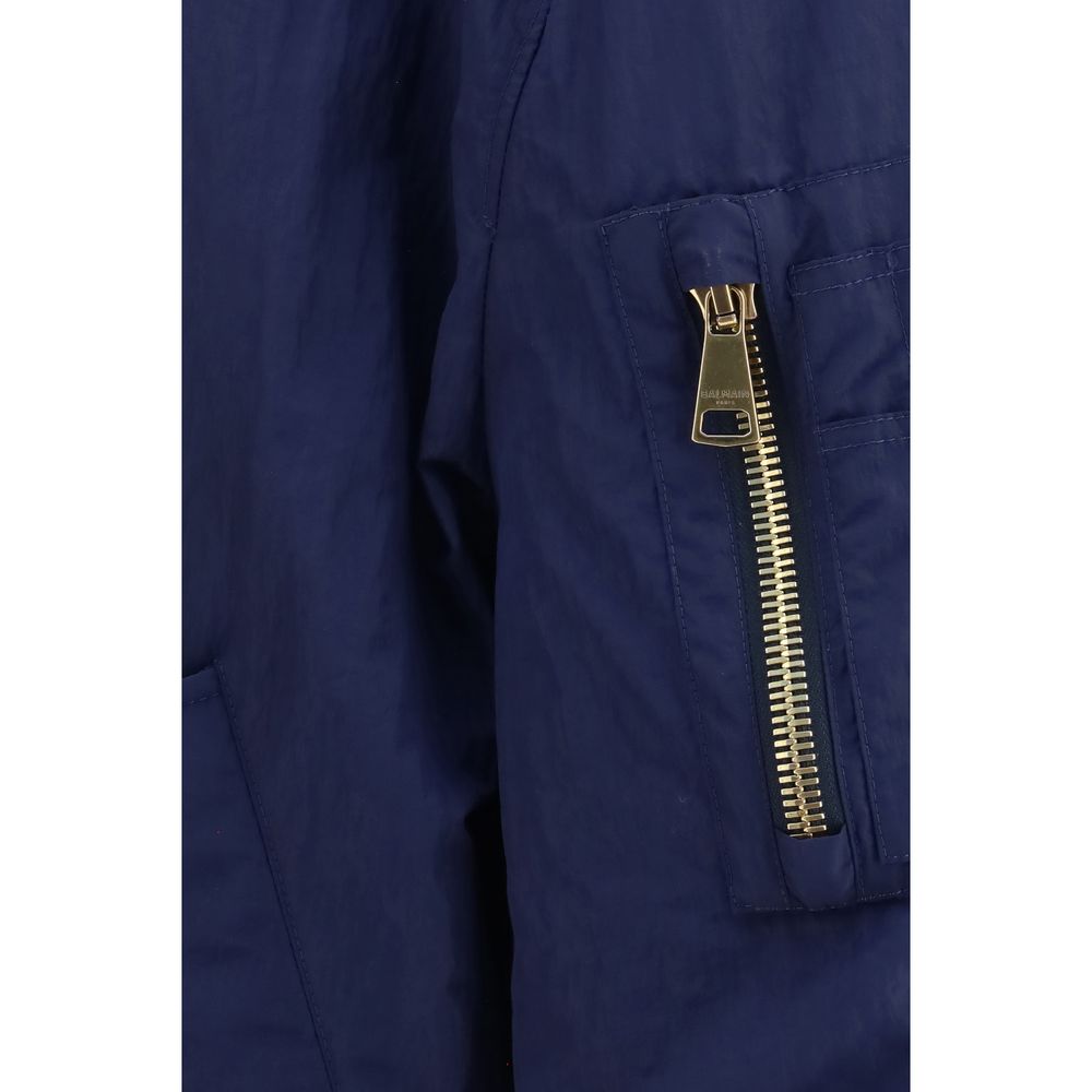 Balmain Blue Polyamide Bomber - Image 3