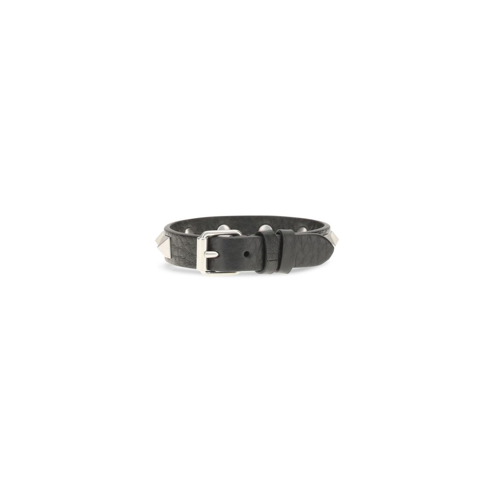 Valentino Garavani Black Calf Leather Bos Taurus Bracelet - Image 2