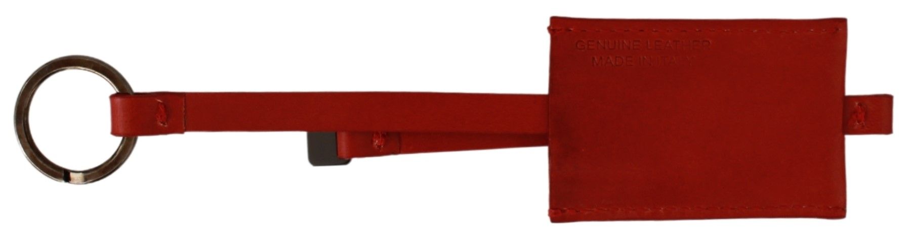 Costume National Red Leather Branded Logo Keyring Keychain - Image 3