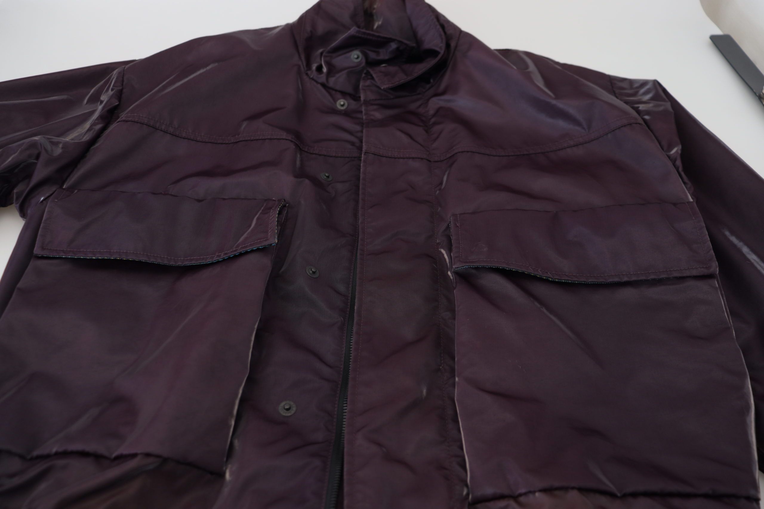 Dolce & Gabbana Purple Nylon Collared Biker Coat Jacket - Image 2