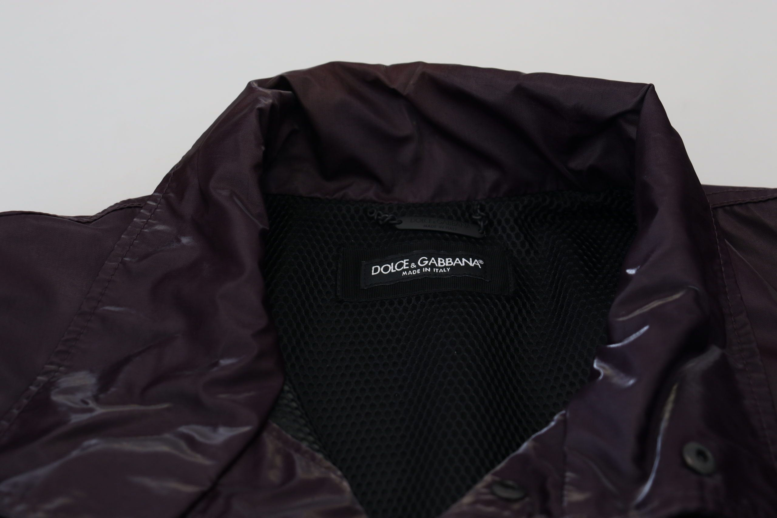 Dolce & Gabbana Purple Nylon Collared Biker Coat Jacket - Image 3