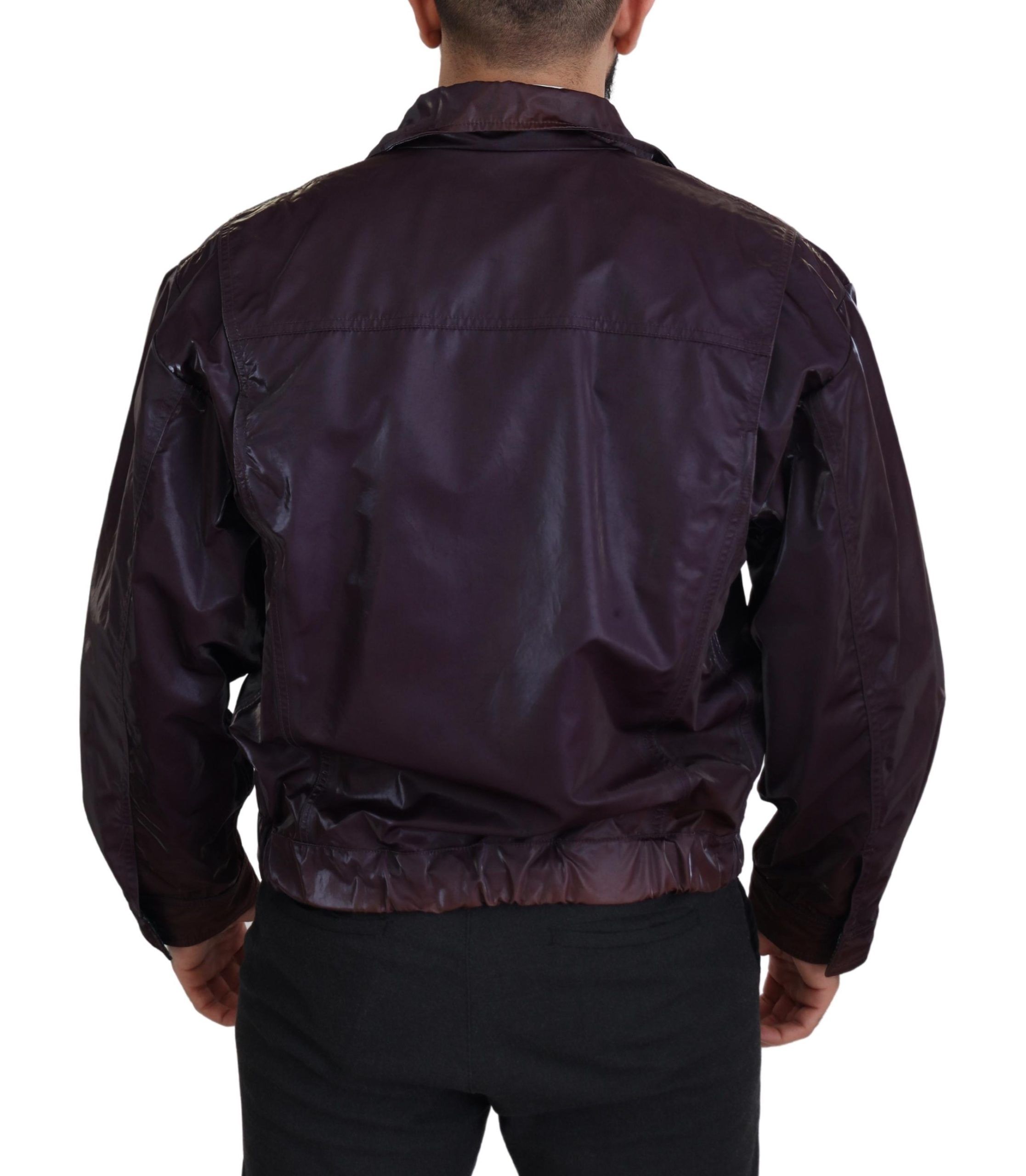 Dolce & Gabbana Purple Nylon Collared Biker Coat Jacket - Image 7