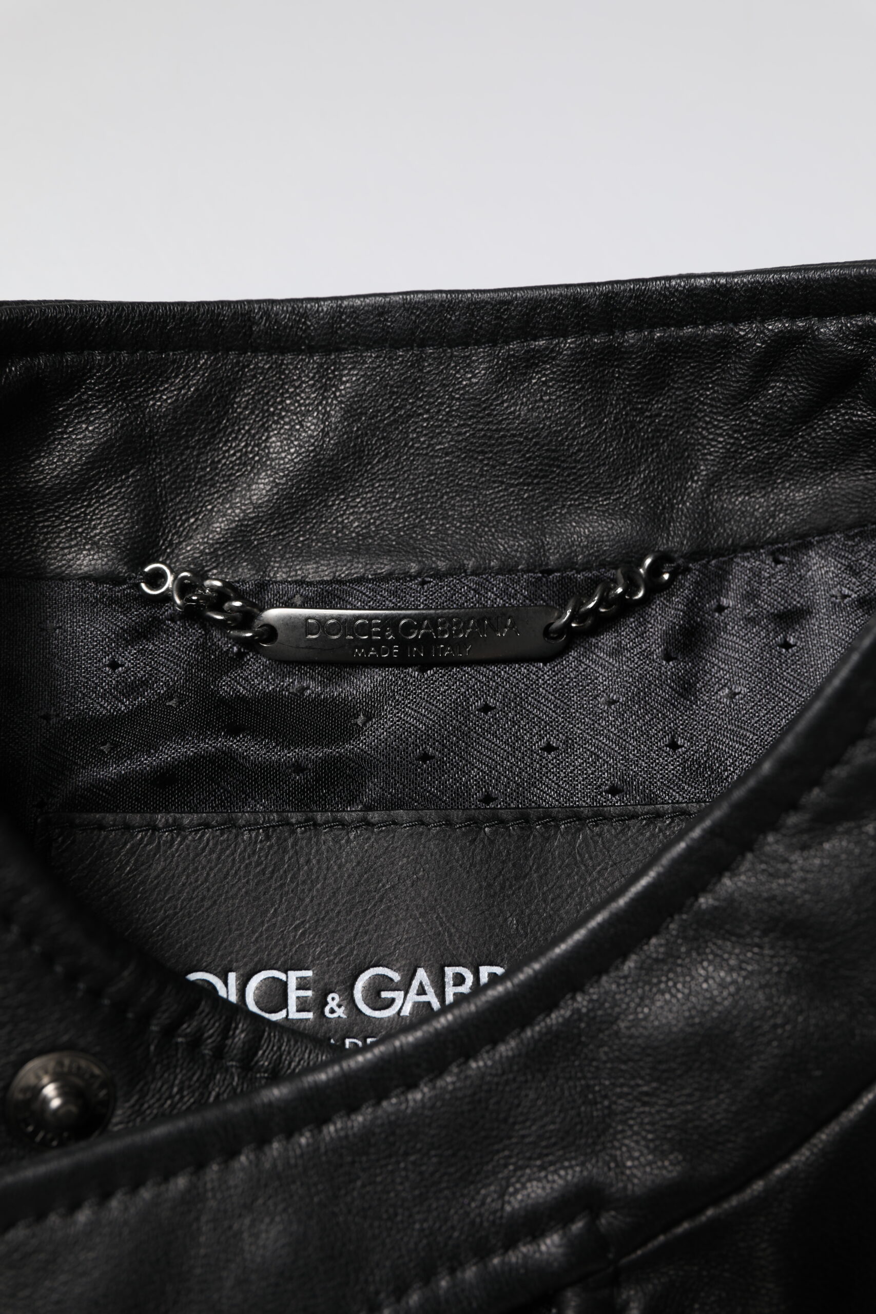 Dolce & Gabbana Black Sheep Leather Biker Full Zip Jacket - Image 6